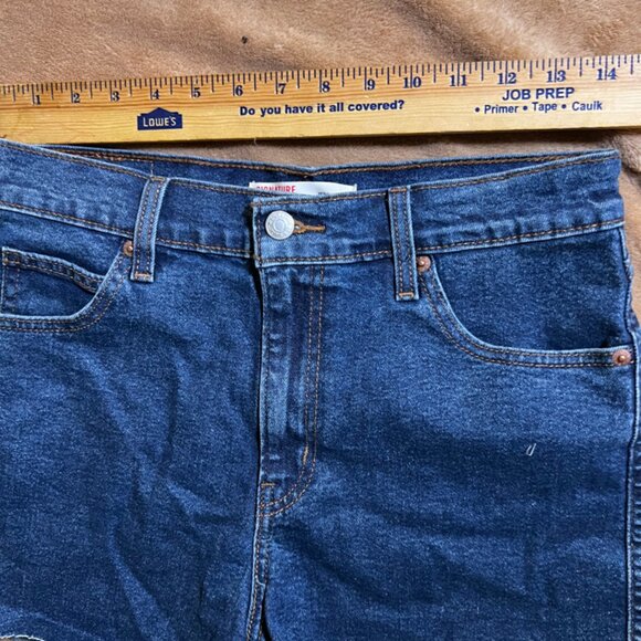 Levi Signature Heritage High Rise Women W28 Cut Off Stretch Denim Blue Short (O) - Picture 5 of 8